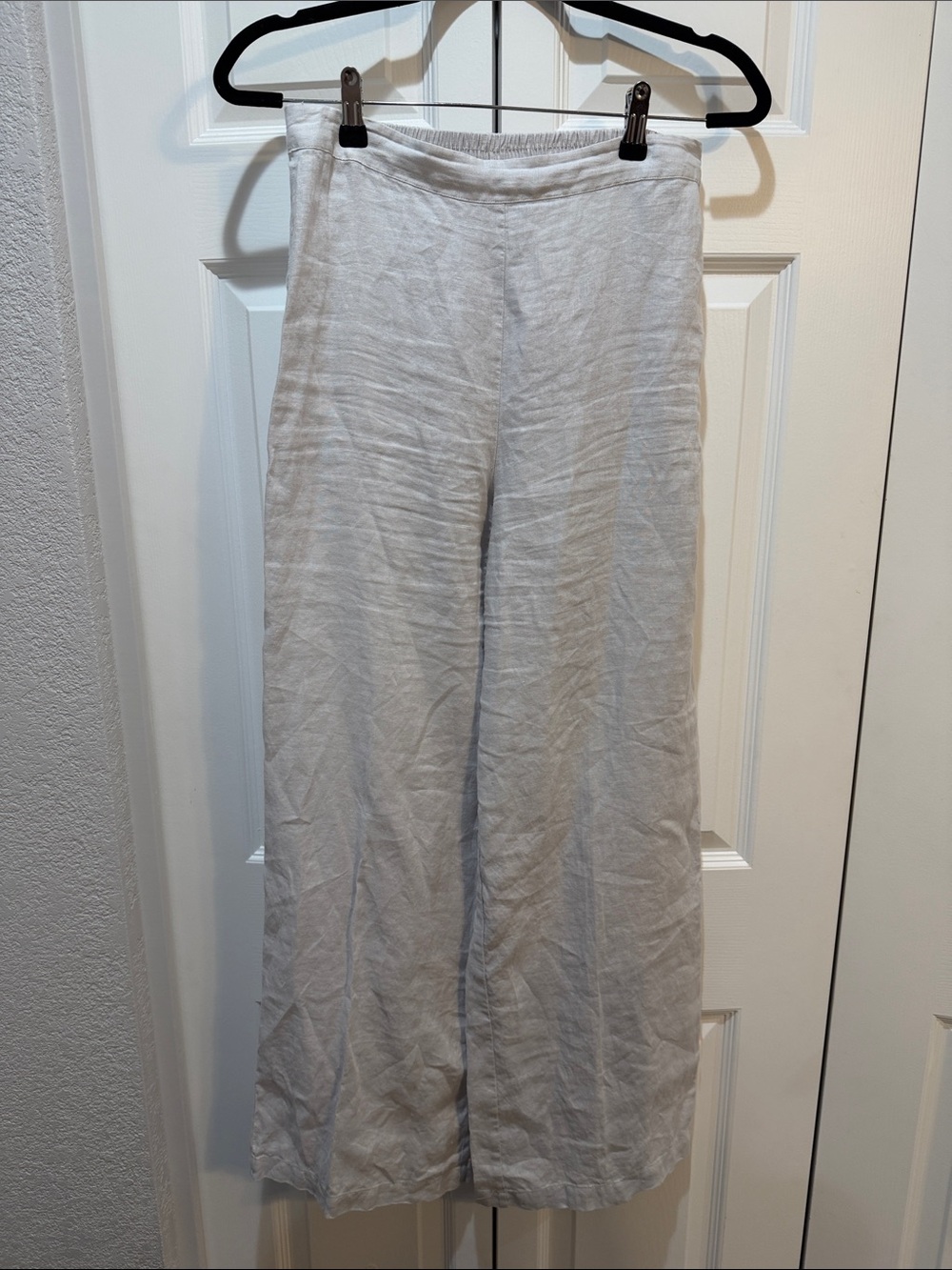 Magaschoni Women’s Light Gray Wide Leg Lightweight Linen Pants Size Medium